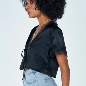 Vintage Tie Up Top Black